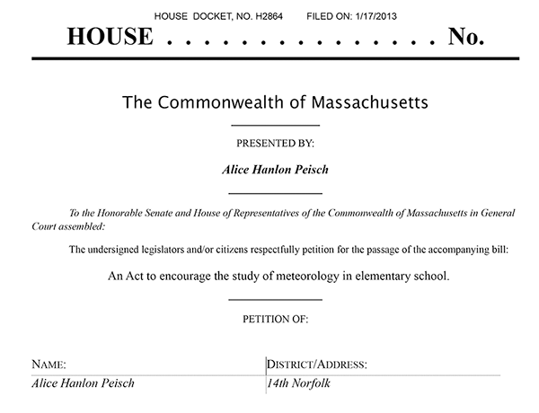Wellesley Representative Alice Peisch Files Ms. G Bill in the House of Representatives
